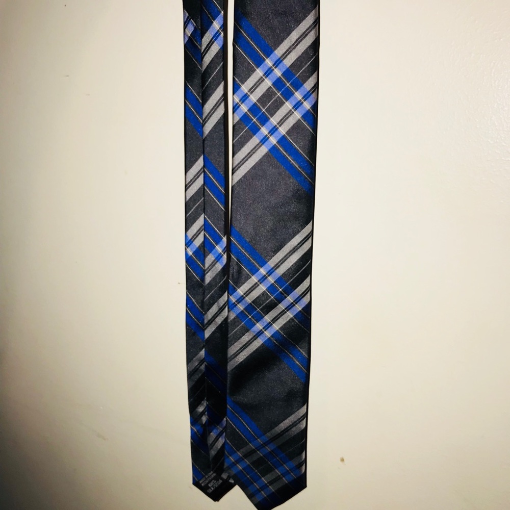 Gray and Blue Plaid Tie